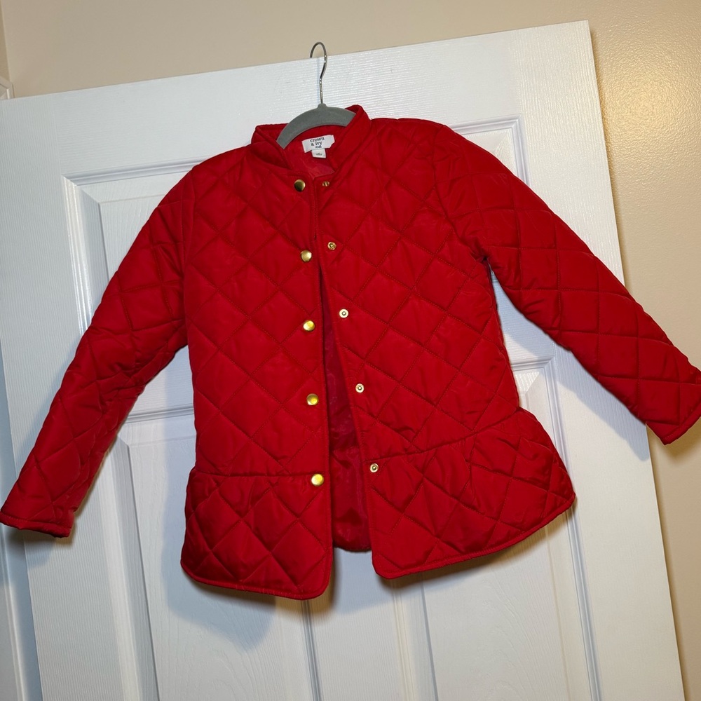Crown & Ivy Kids Girls Quilted Red Coat Jacket- Size Medium